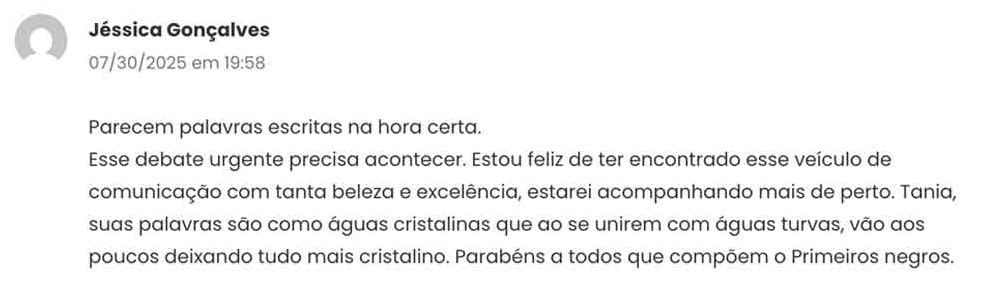 Depoimento sobre os artigos do site primeirosnegros.com