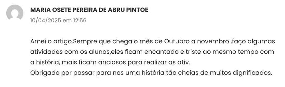 Depoimento sobre os artigos do site primeirosnegros.com